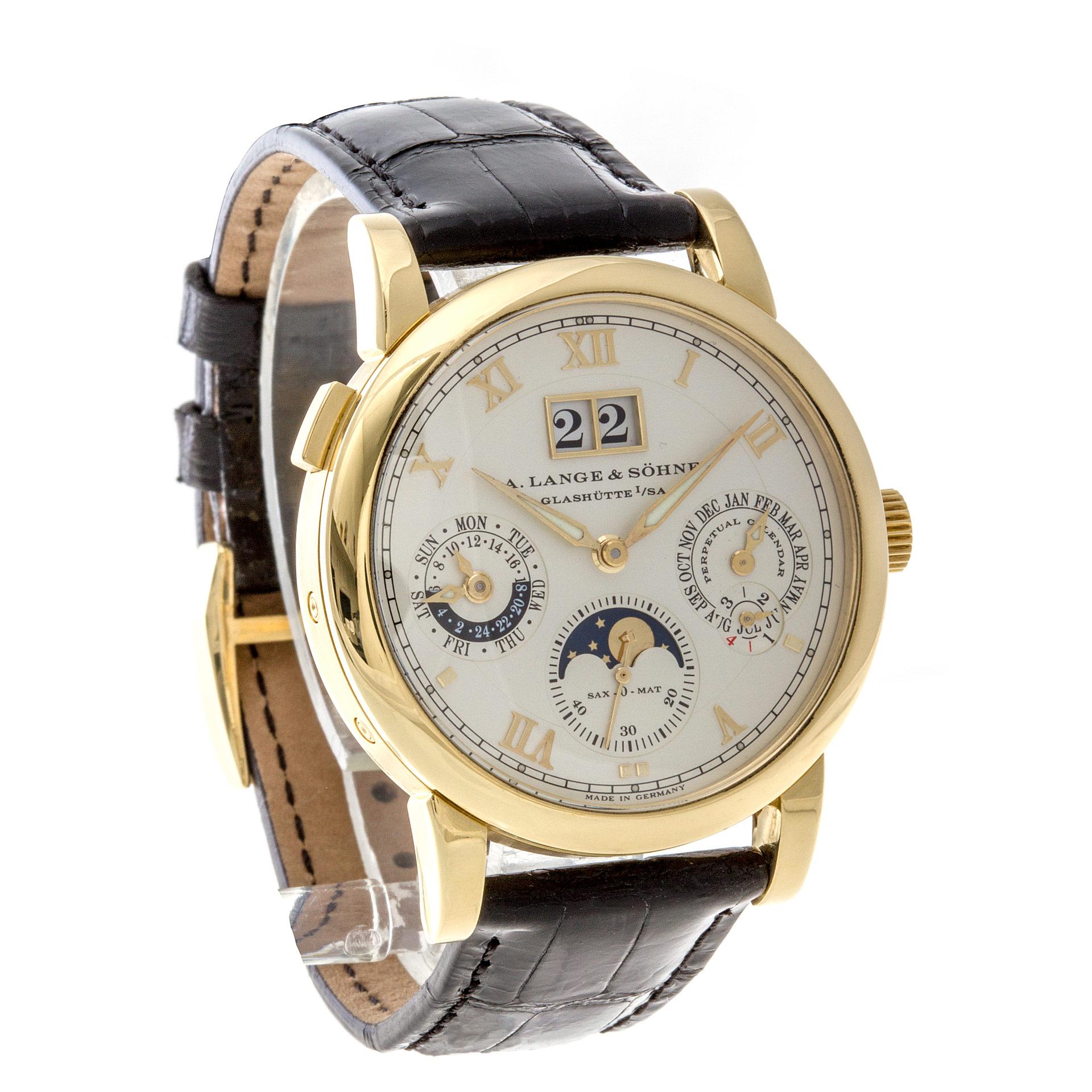 A. Lange & Sohne Langematik Perpetual Calendar in 18k Yellow Gold Watch In Excellent Condition In Surfside, FL