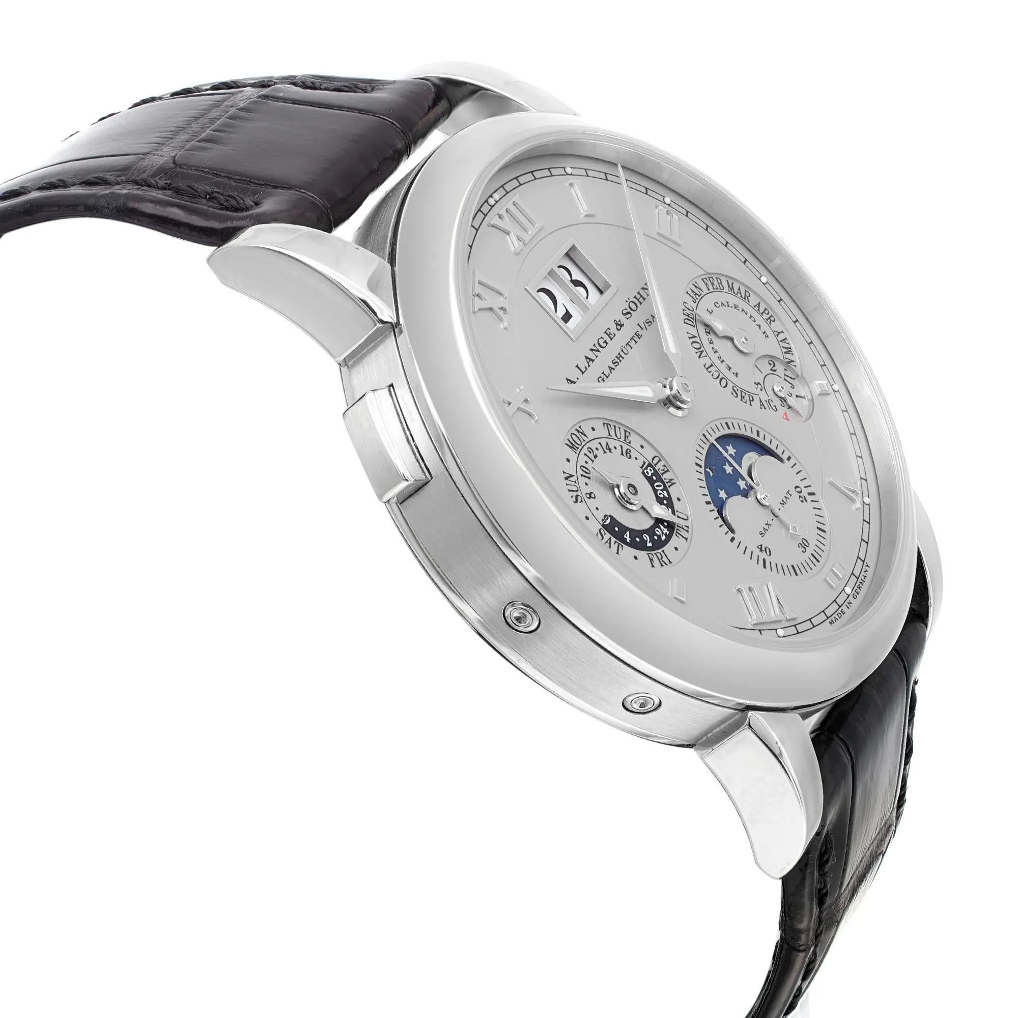 Men's A. Lange & Sohne Langematik 38.5mm Perpetual  Platinum Gray Dial Watch 310.025E For Sale