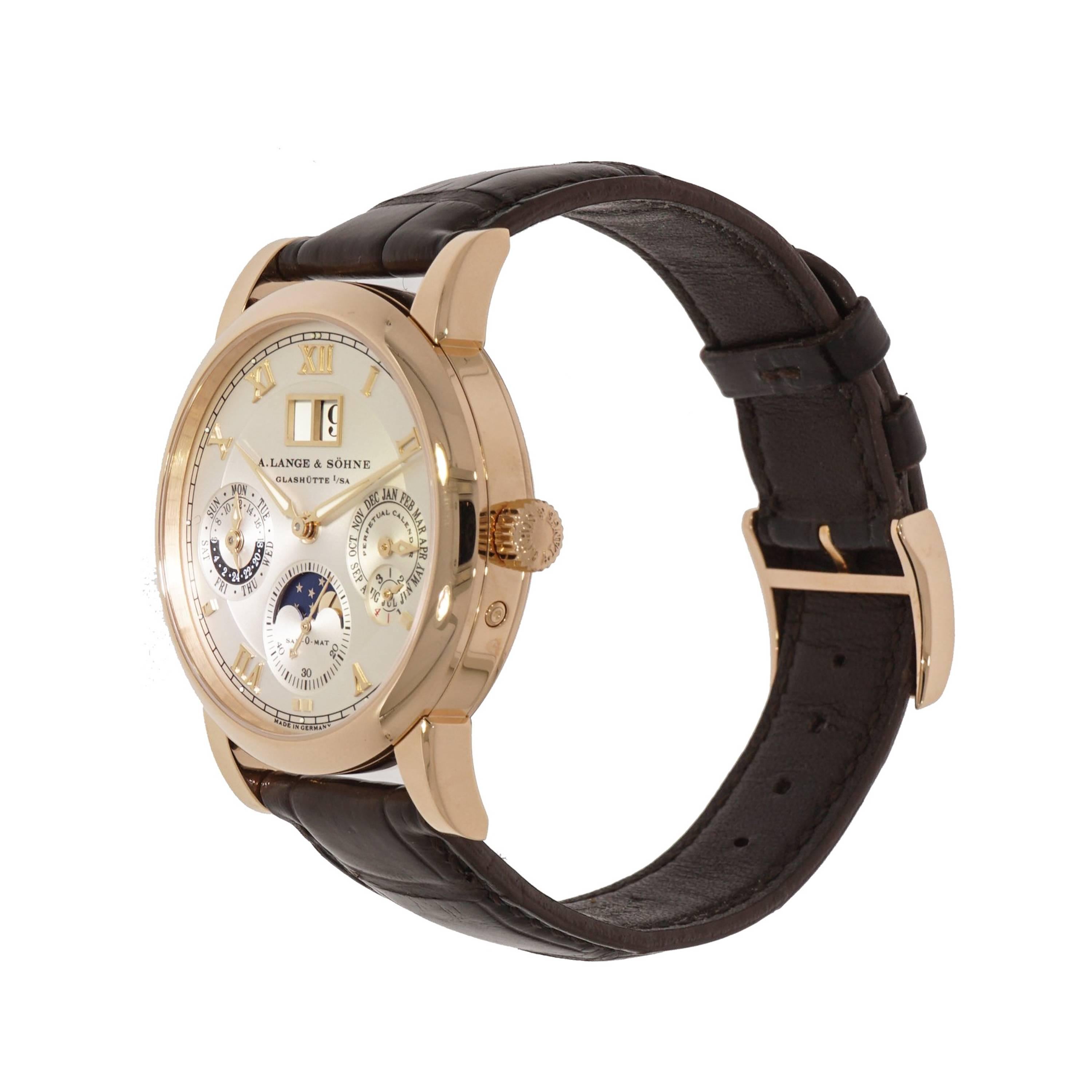 Modern A. Lange & Sohne Rose Gold Langematik Perpetual Calendar Self Winding Wristwatch