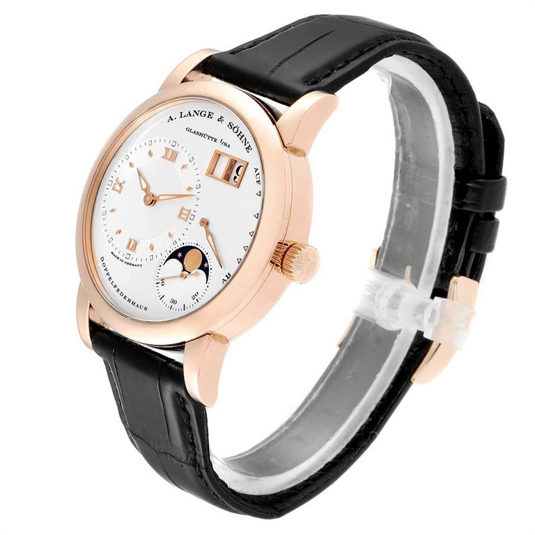 A. Lange Sohne Rose Gold Moonphase Men's Watch 109.032 Box Papers For Sale at 1stdibs