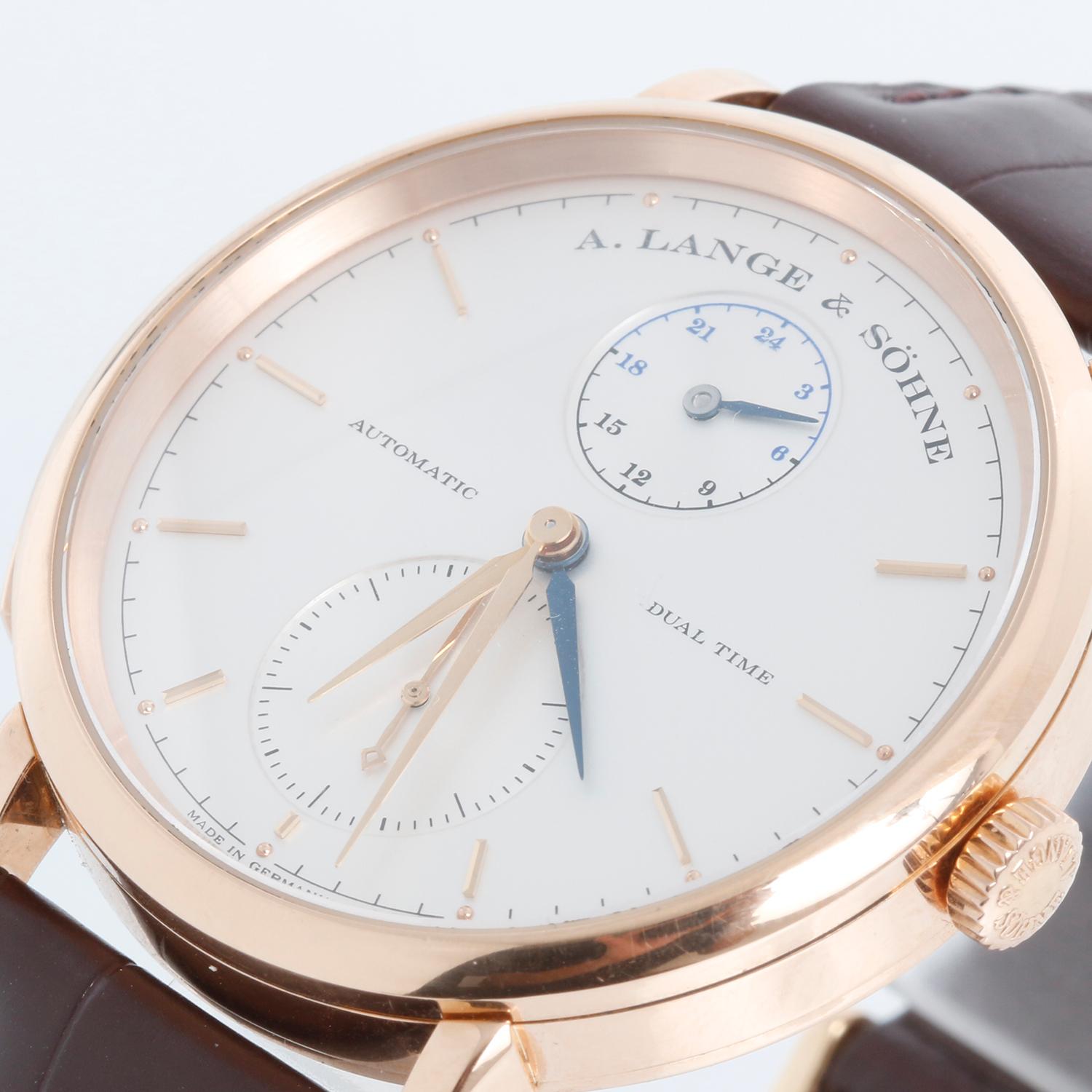 De los hombres A. Lange & Söhne Saxonia Doble Hora Oro Rosa  Reloj 385.032 en venta