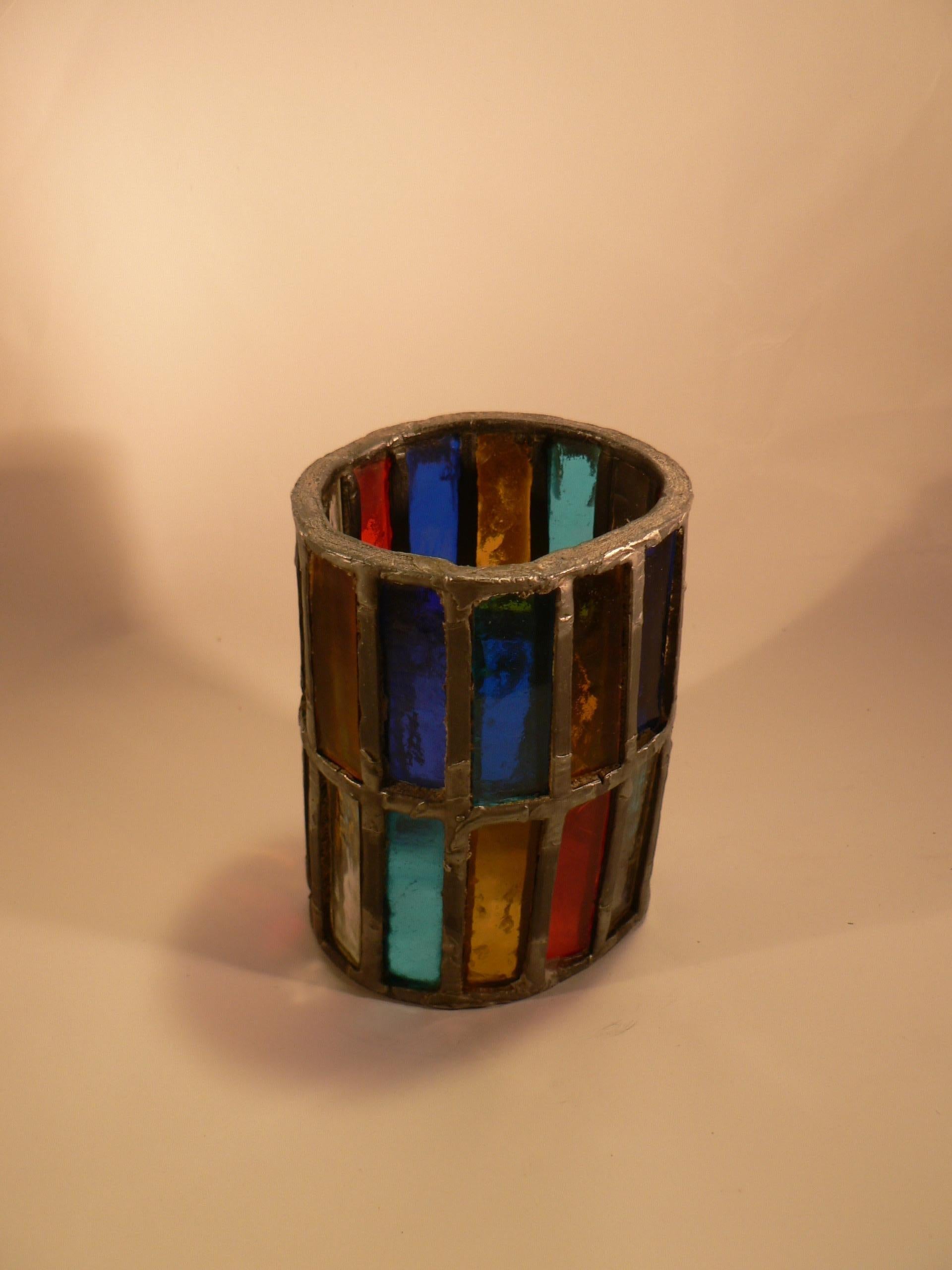 Mid-20th Century A lantern,  blown glass and pewter - 1960 France. For Sale