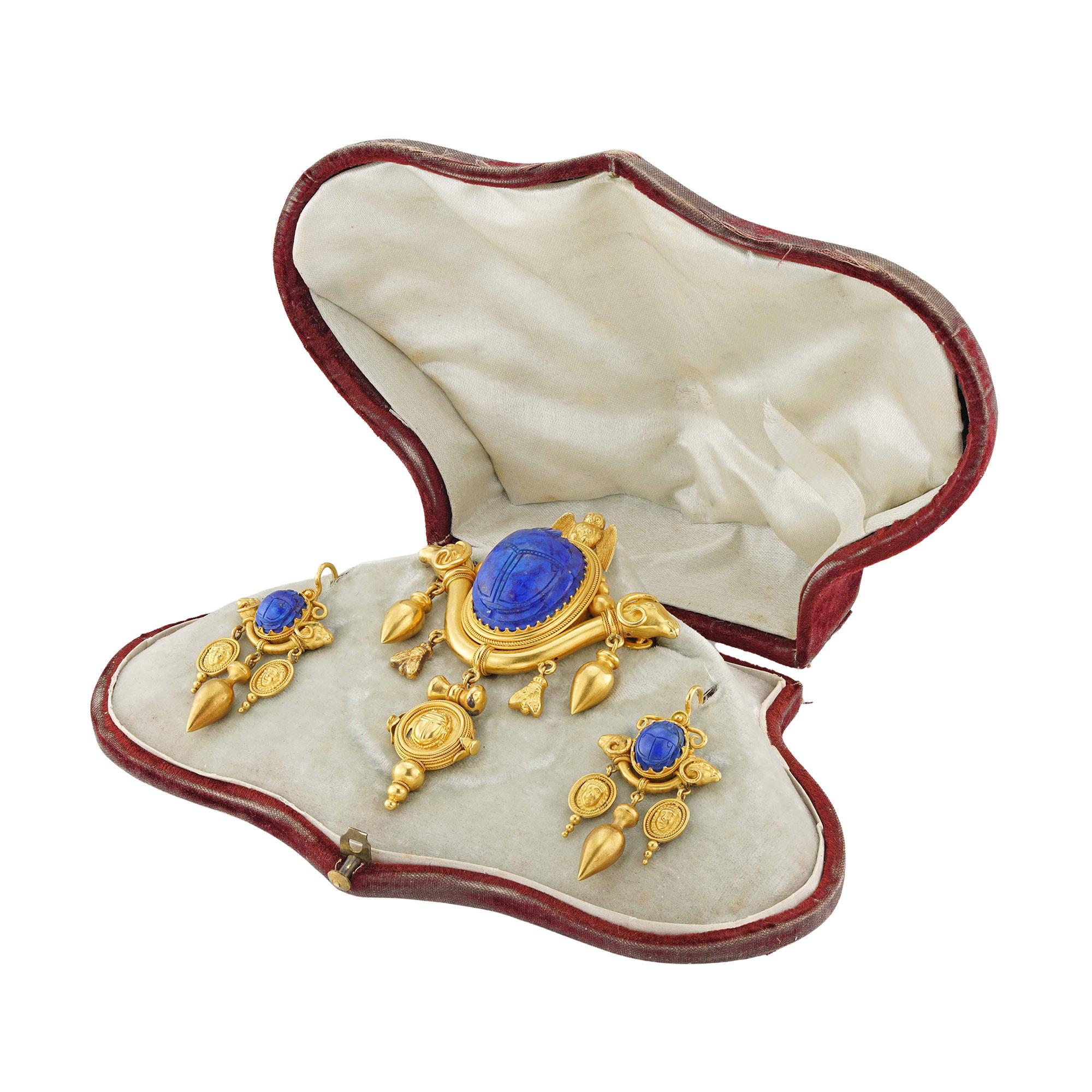 A Lapis And Gold Archaeological Revival Suite For Sale 2