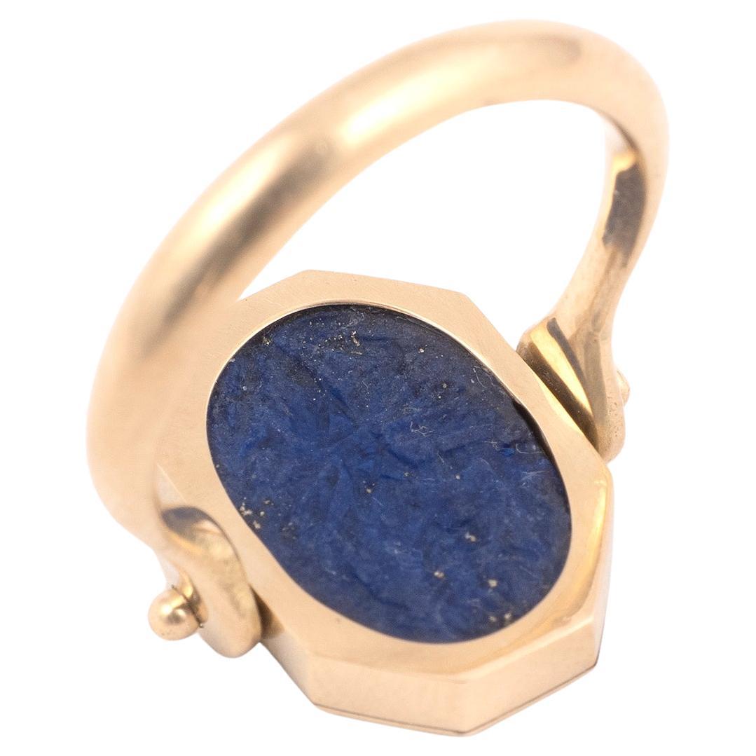 Uncut A Lapis Lazuli Gnostic Intaglio Ring 2nd-3rd Century AD For Sale