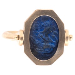 A Lapis Lazuli Gnostic Intaglio Ring 2nd-3rd Century AD