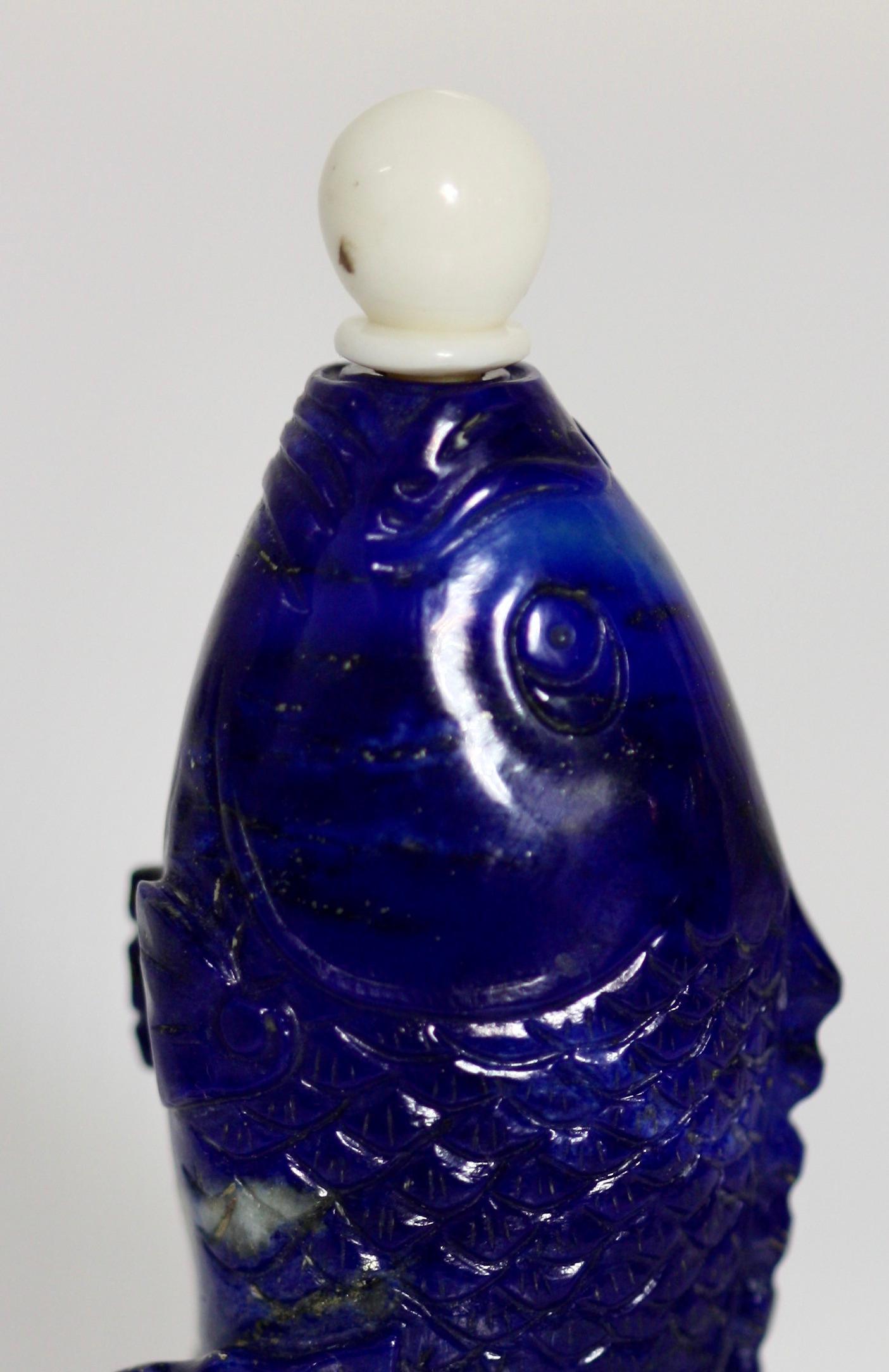 XIXe siècle Bouteille à priser chinoise en Lapis Lazuli en vente