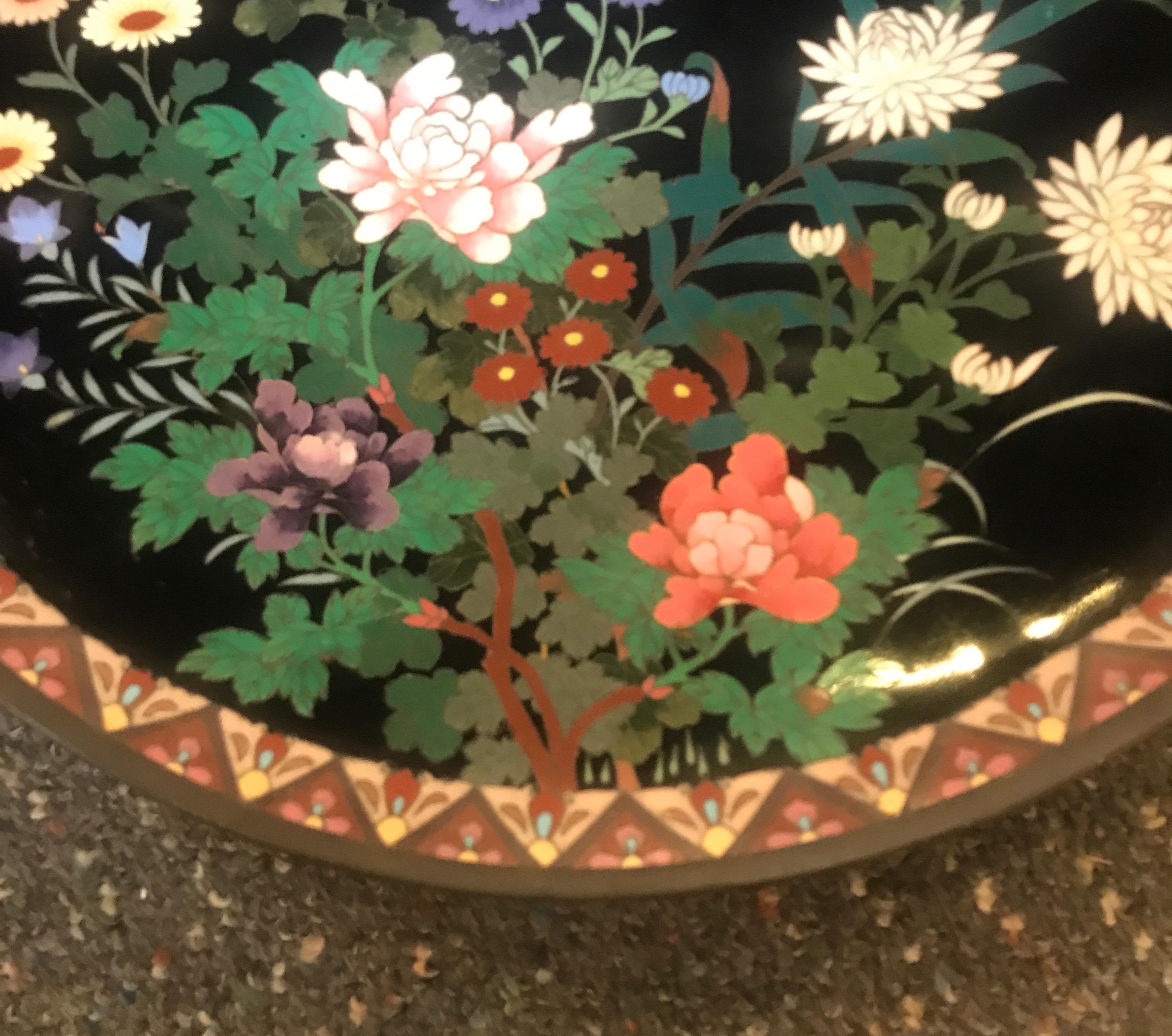 Enameled Meiji Period 19th Century Japanese Cloisonné Charger For Sale