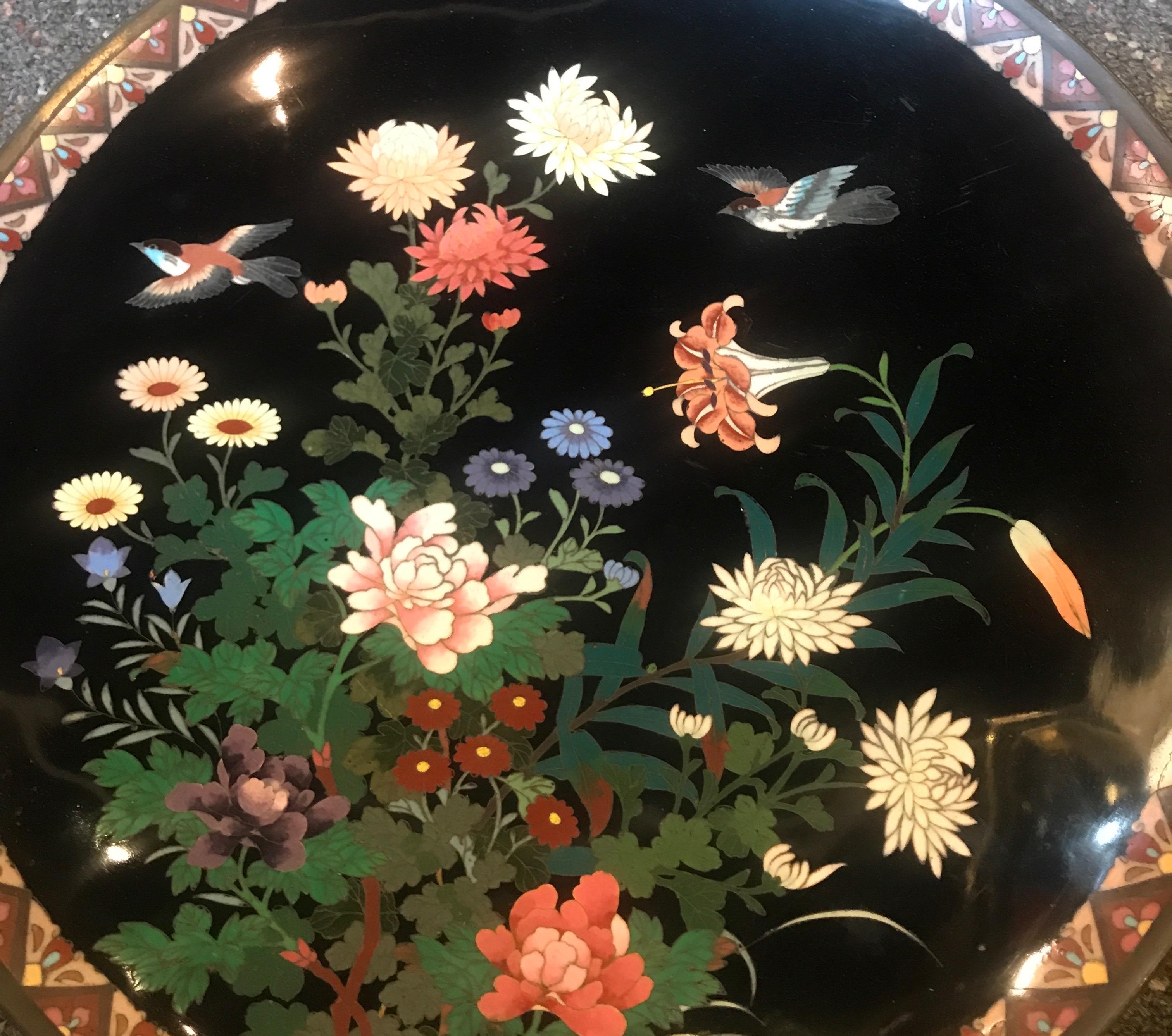 Meiji Period 19th Century Japanese Cloisonné Charger For Sale 1