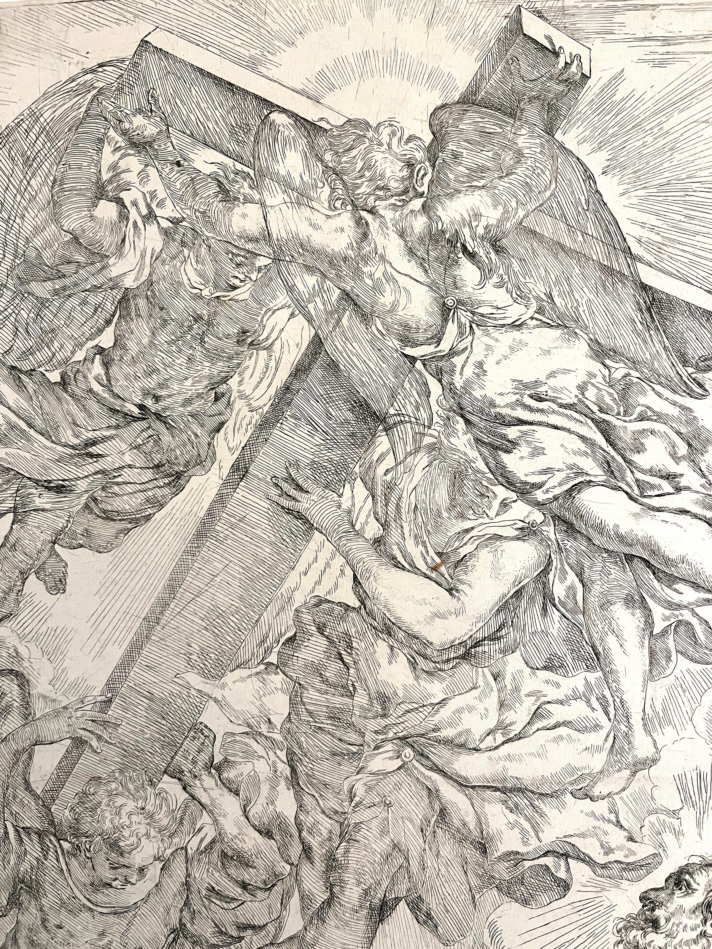 Pressed A large 16th century Italian etching of the Vision of St. Peter after Tintoretto For Sale