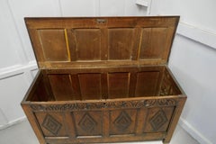 Large 17th Century Carved Oak Coffer