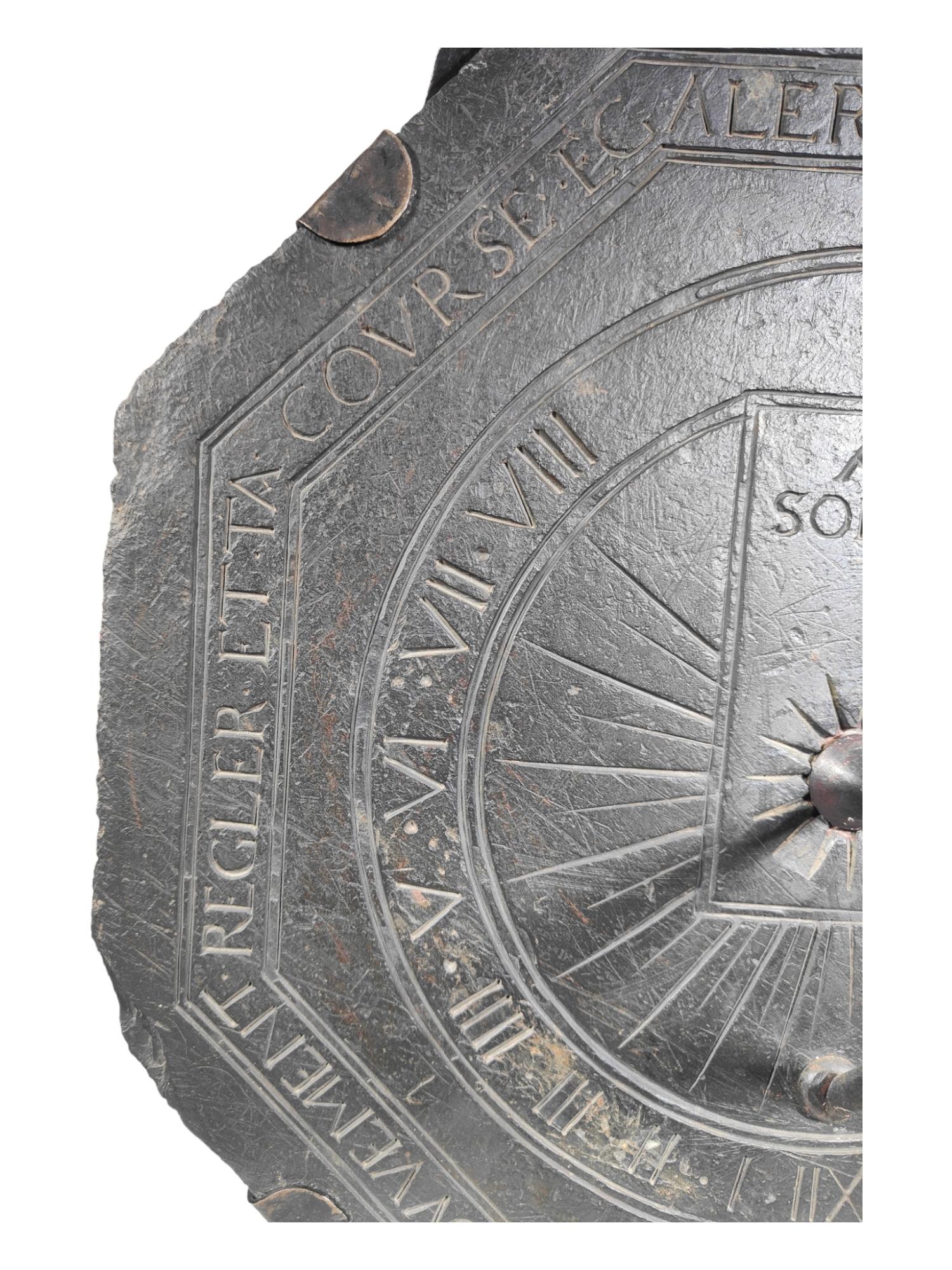 Large 17th Century French Slate Octagonal Sundial For Sale 7