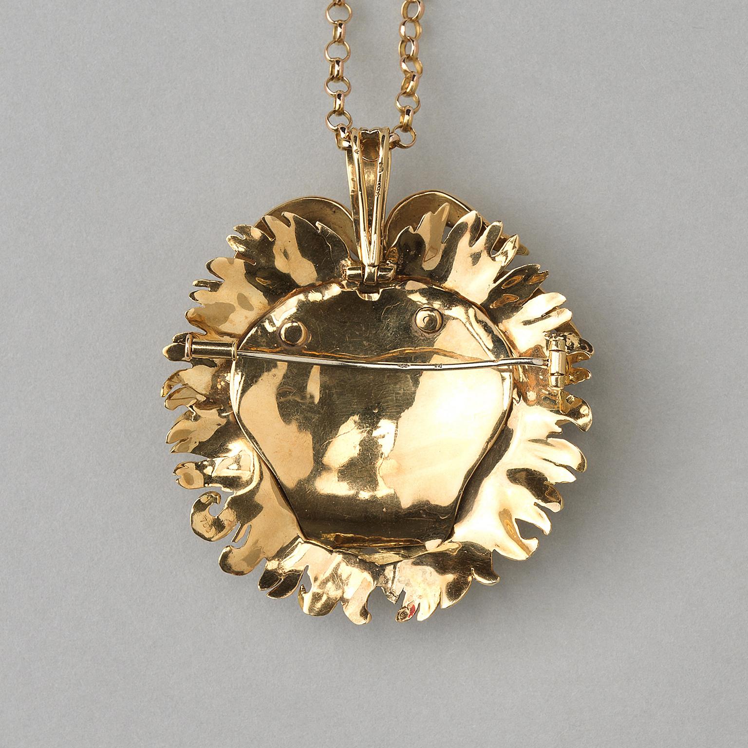 Brilliant Cut Large 18 Carat Gold Leo Pendant with Diamonds