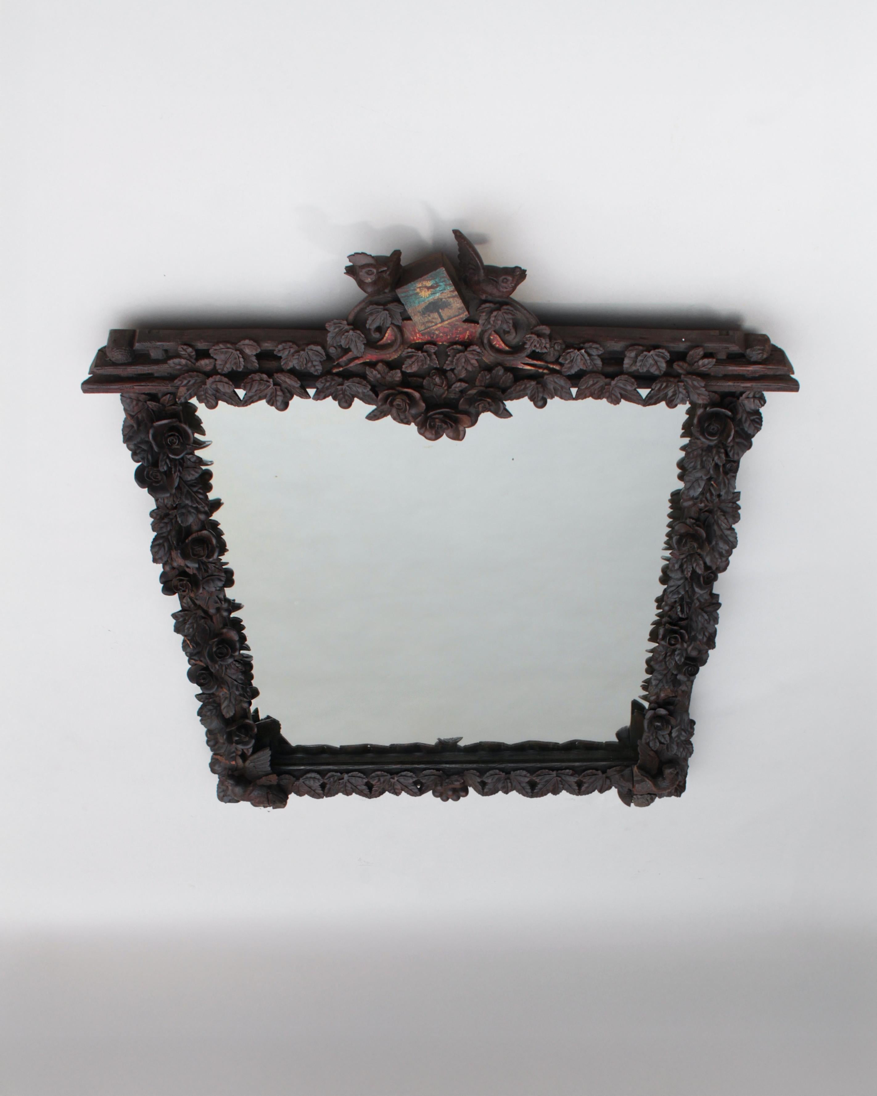 Un grande specchio Black Forest intagliato a mano del 1880 in vendita 2