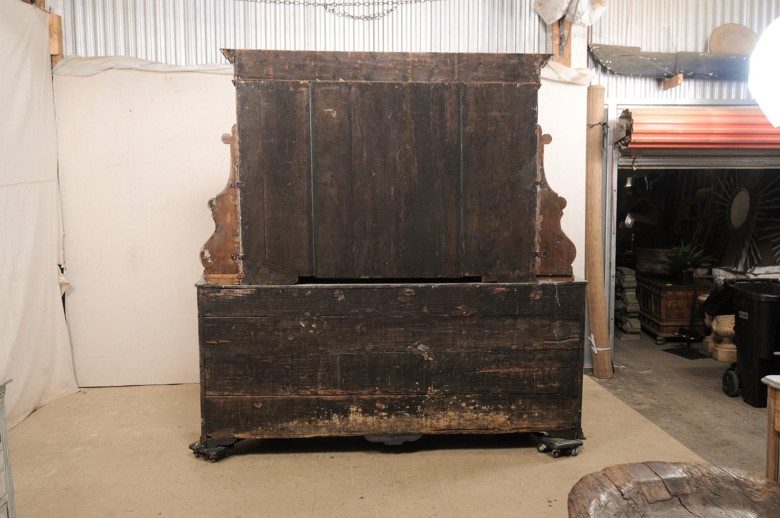 Large 18th C. Italian Wood Cabinet w/Upper Glass Display, Fabulously Carved! For Sale 5