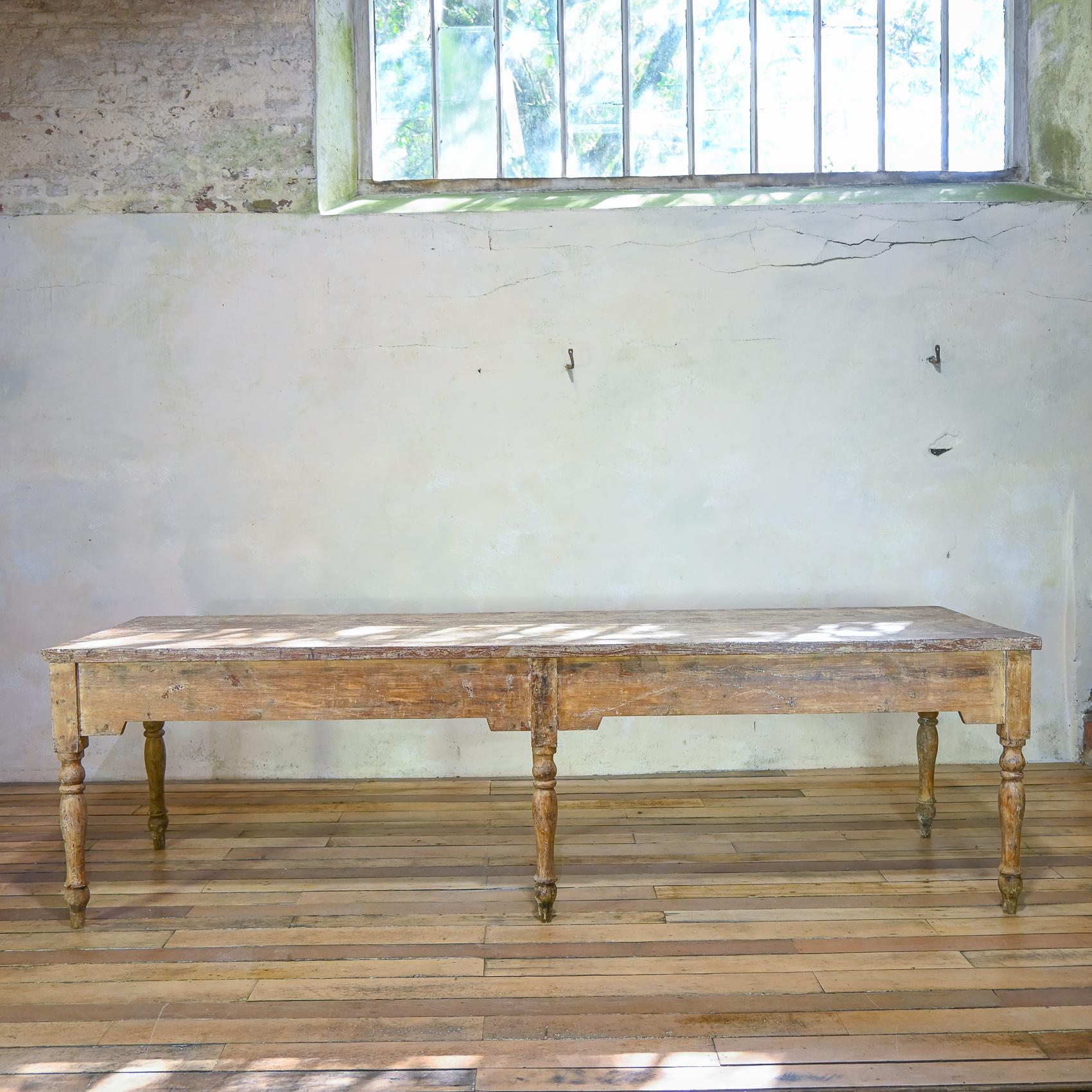 A Large 18th Century French Painted Farmhouse Dining Table For Sale 6