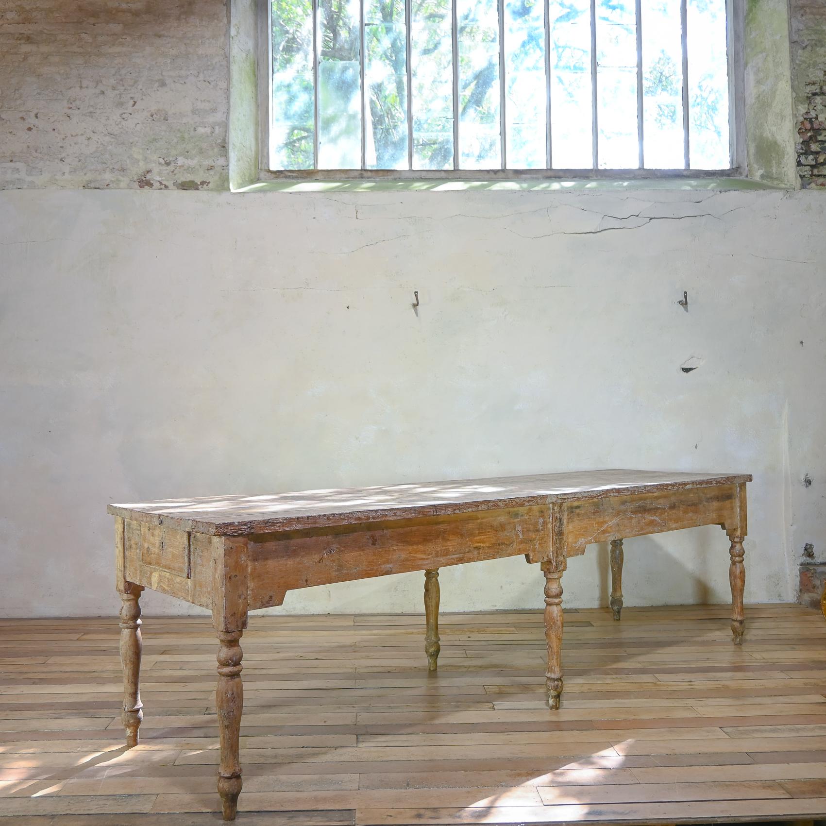 A Large 18th Century French Painted Farmhouse Dining Table For Sale 7