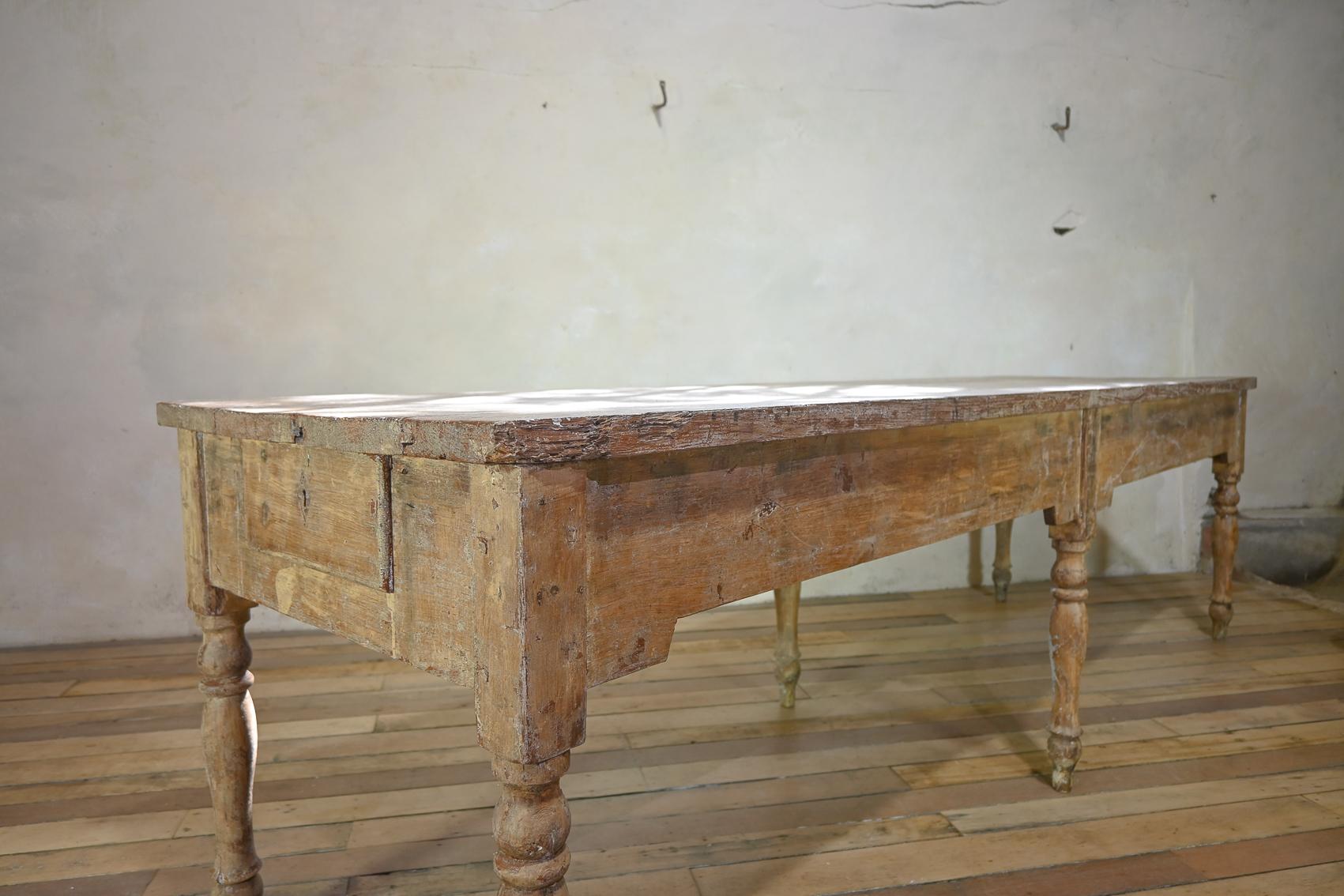 A Large 18th Century French Painted Farmhouse Dining Table For Sale 8
