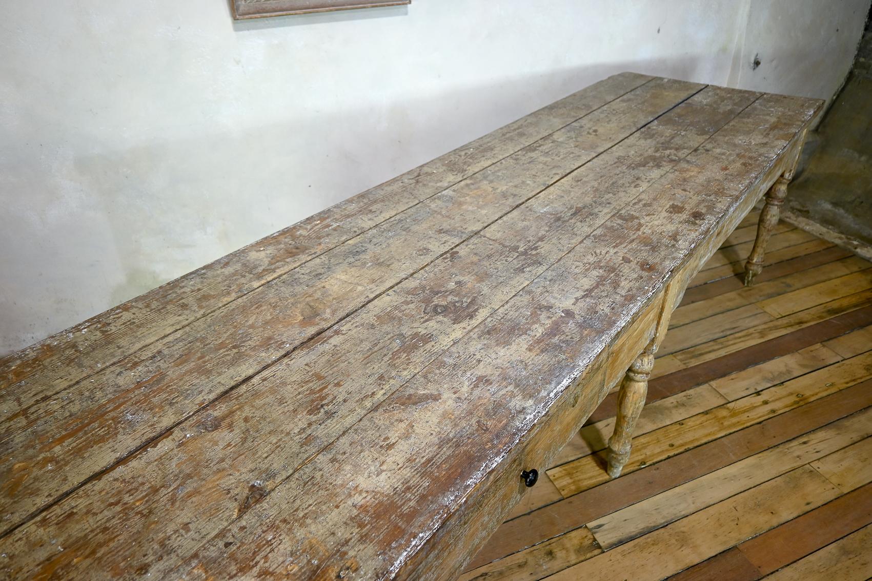 A Large 18th Century French Painted Farmhouse Dining Table For Sale 14
