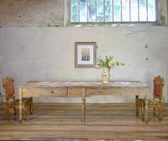A Large 18th Century French Painted Farmhouse Dining Table