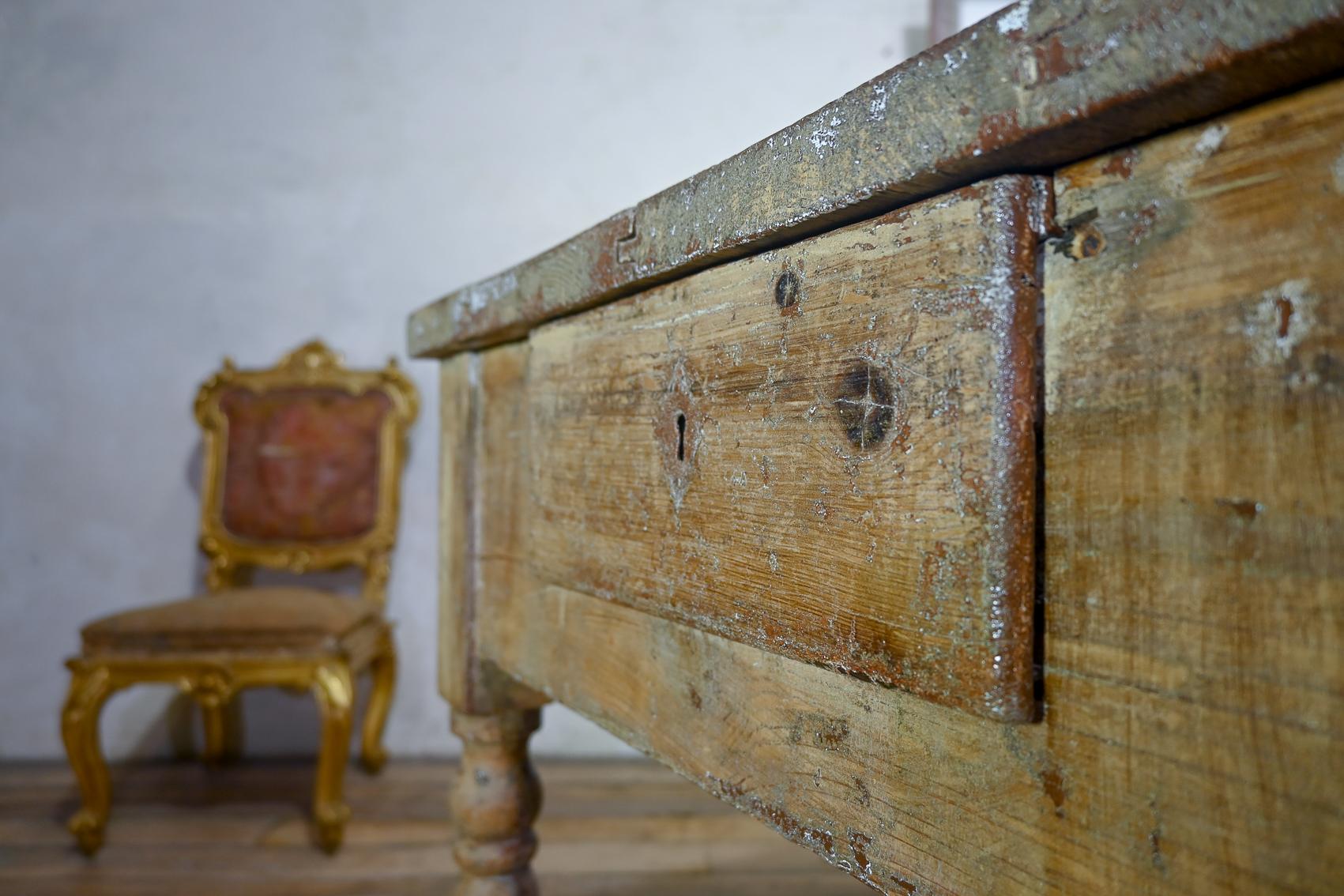 A Large 18th Century French Painted Farmhouse Dining Table For Sale 16