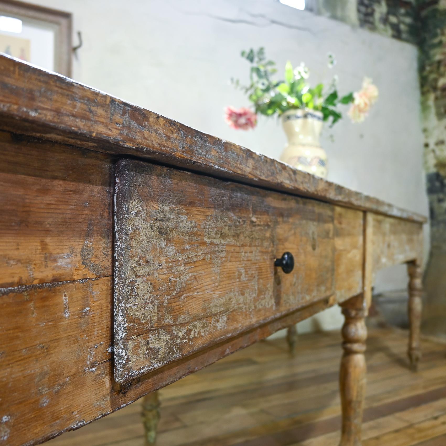 A Large 18th Century French Painted Farmhouse Dining Table For Sale 1
