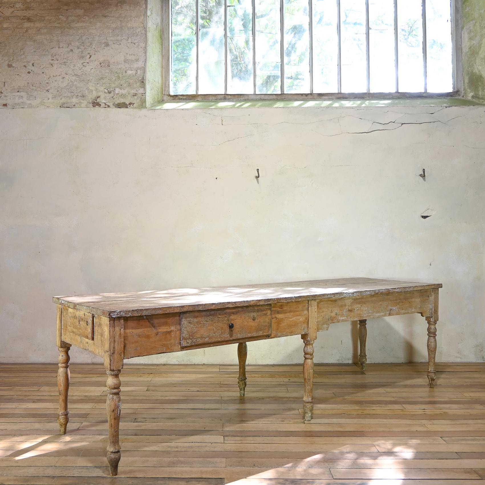 A Large 18th Century French Painted Farmhouse Dining Table For Sale 2
