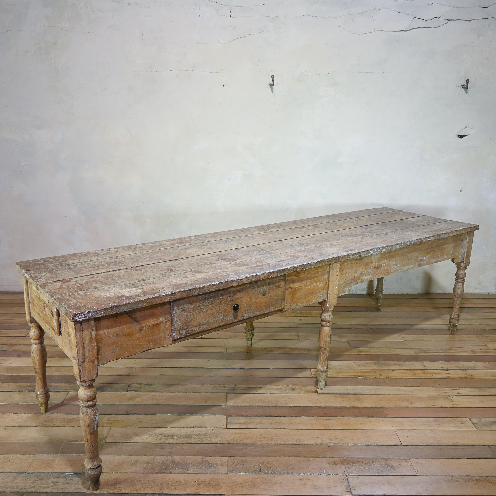 A Large 18th Century French Painted Farmhouse Dining Table For Sale 3