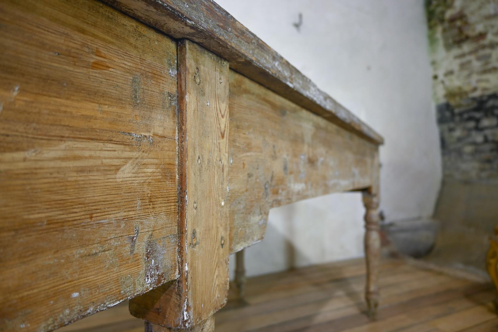 A Large 18th Century French Painted Farmhouse Dining Table For Sale 4