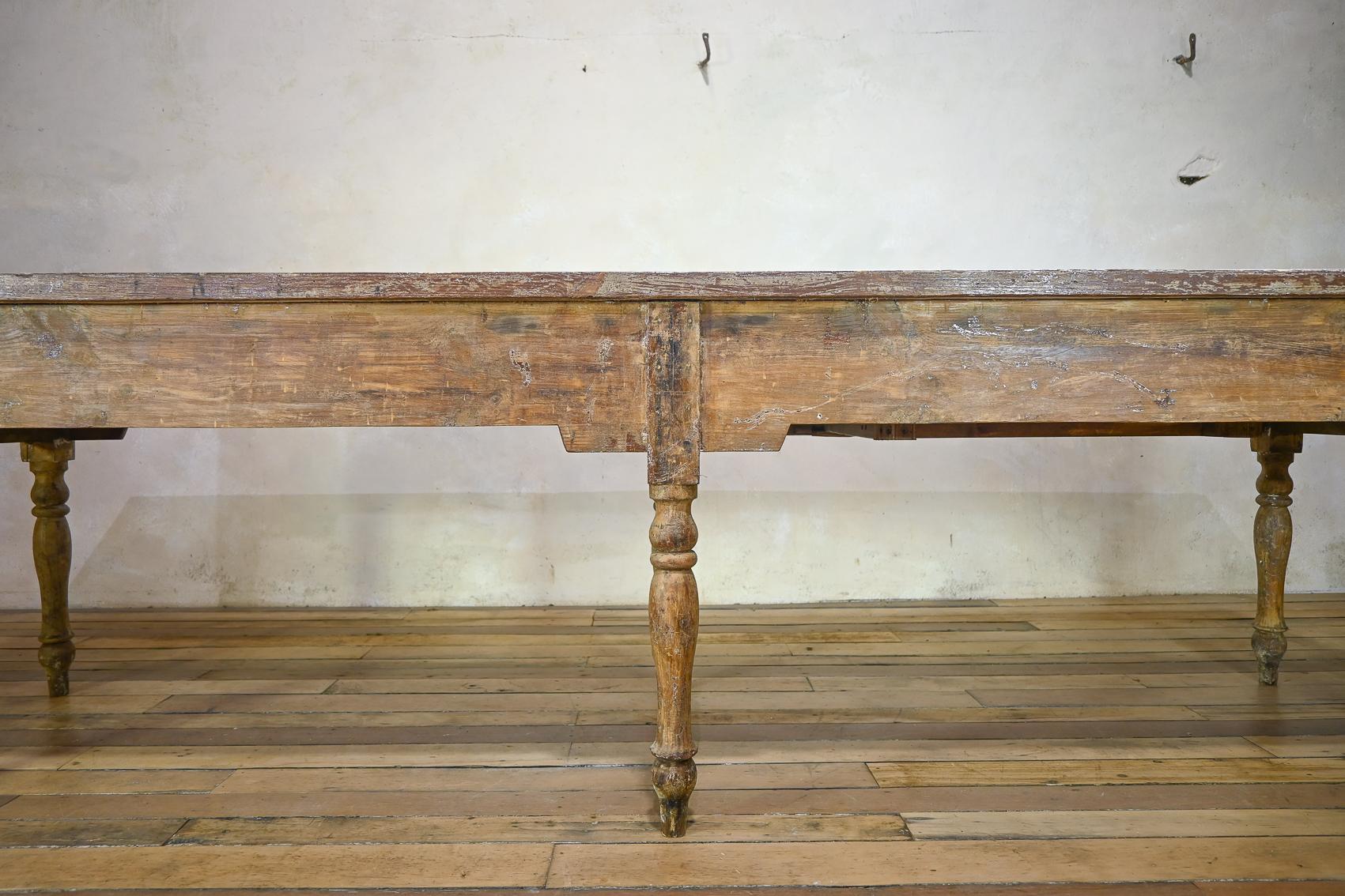 A Large 18th Century French Painted Farmhouse Dining Table For Sale 5
