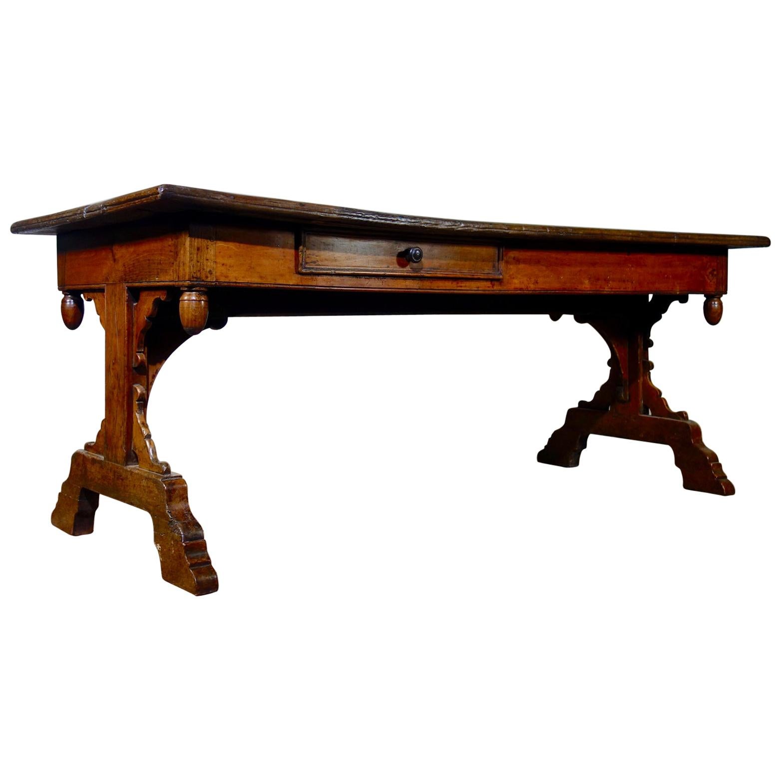 Long Narrow Farmhouse Kitchen Table at 1stDibs