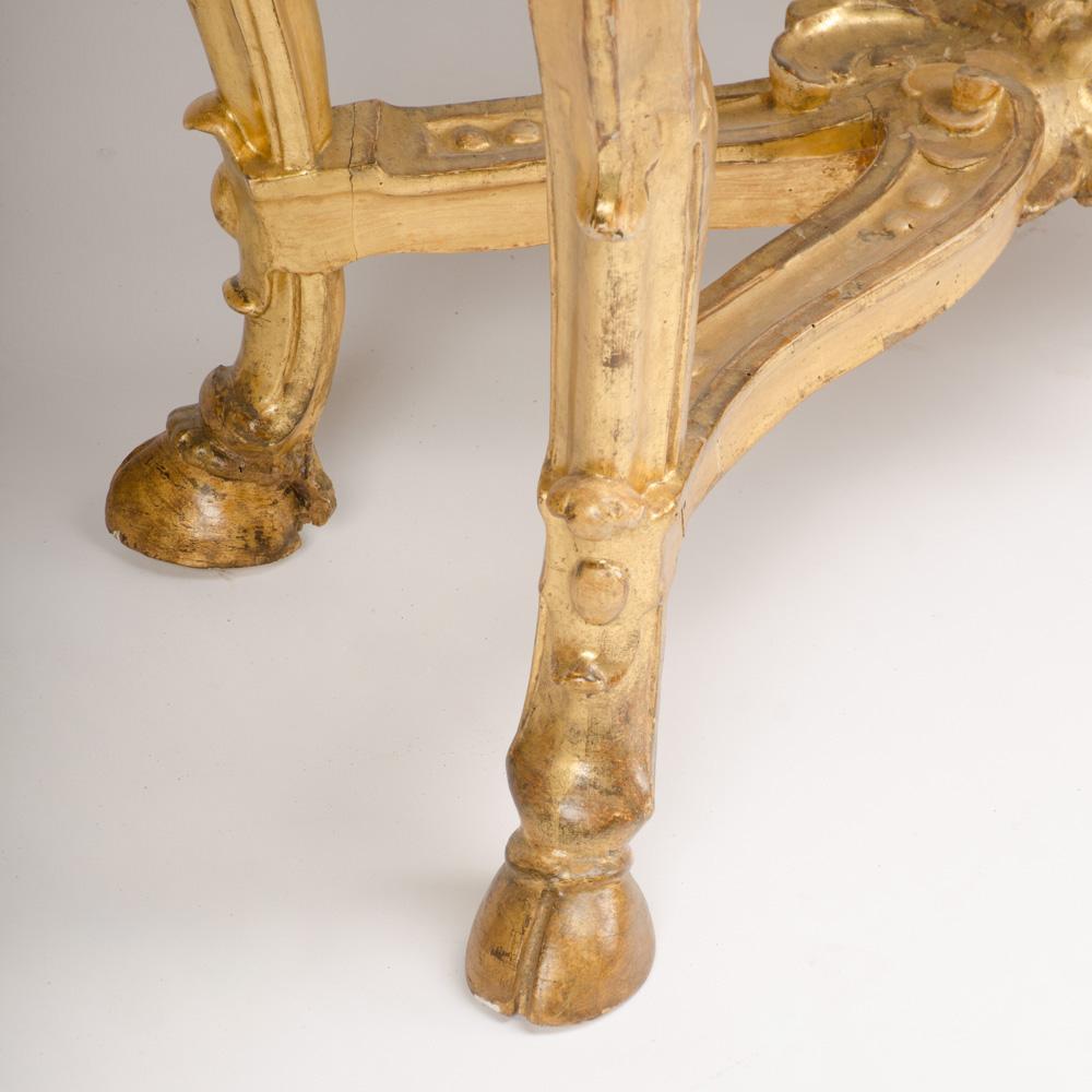 Large 18th Century Italian Gilt Wood Console Table with Original Marble Top 1