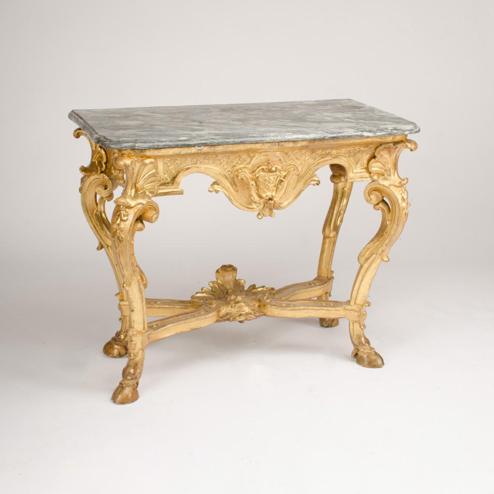 Large 18th Century Italian Gilt Wood Console Table with Original Marble Top 3