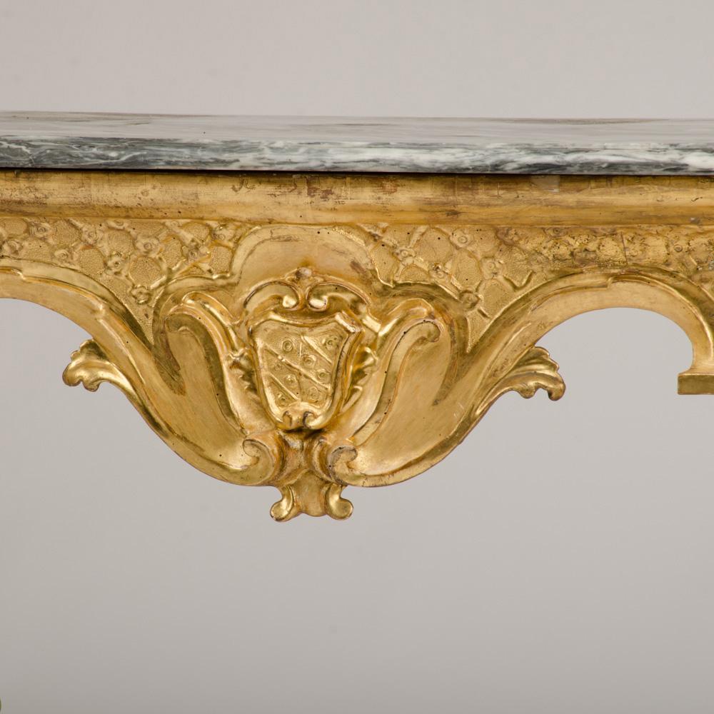 Large 18th Century Italian Gilt Wood Console Table with Original Marble Top 6