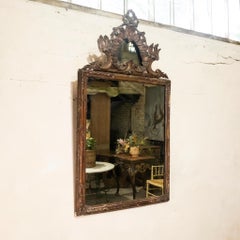 Large 18th Century Italian Painted Rococo Overmantel Wall Mirror