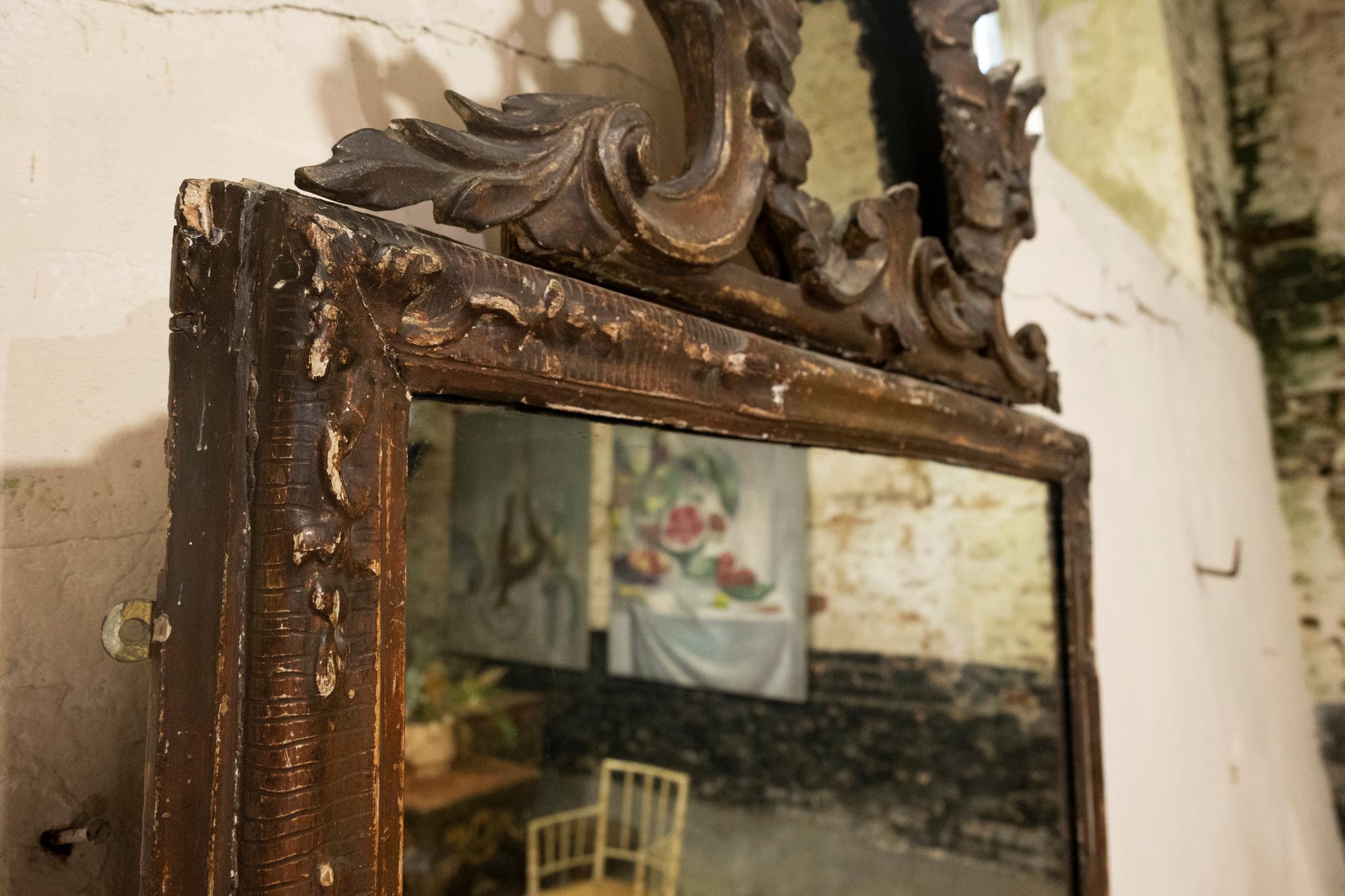 Large 18th Century Italian Painted Rococo Overmantel Wall Mirror In Good Condition For Sale In Basingstoke, Hampshire