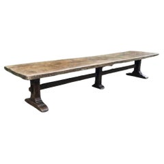Large 18th Century Single Piece Top Trestle-Ended Refectory Table