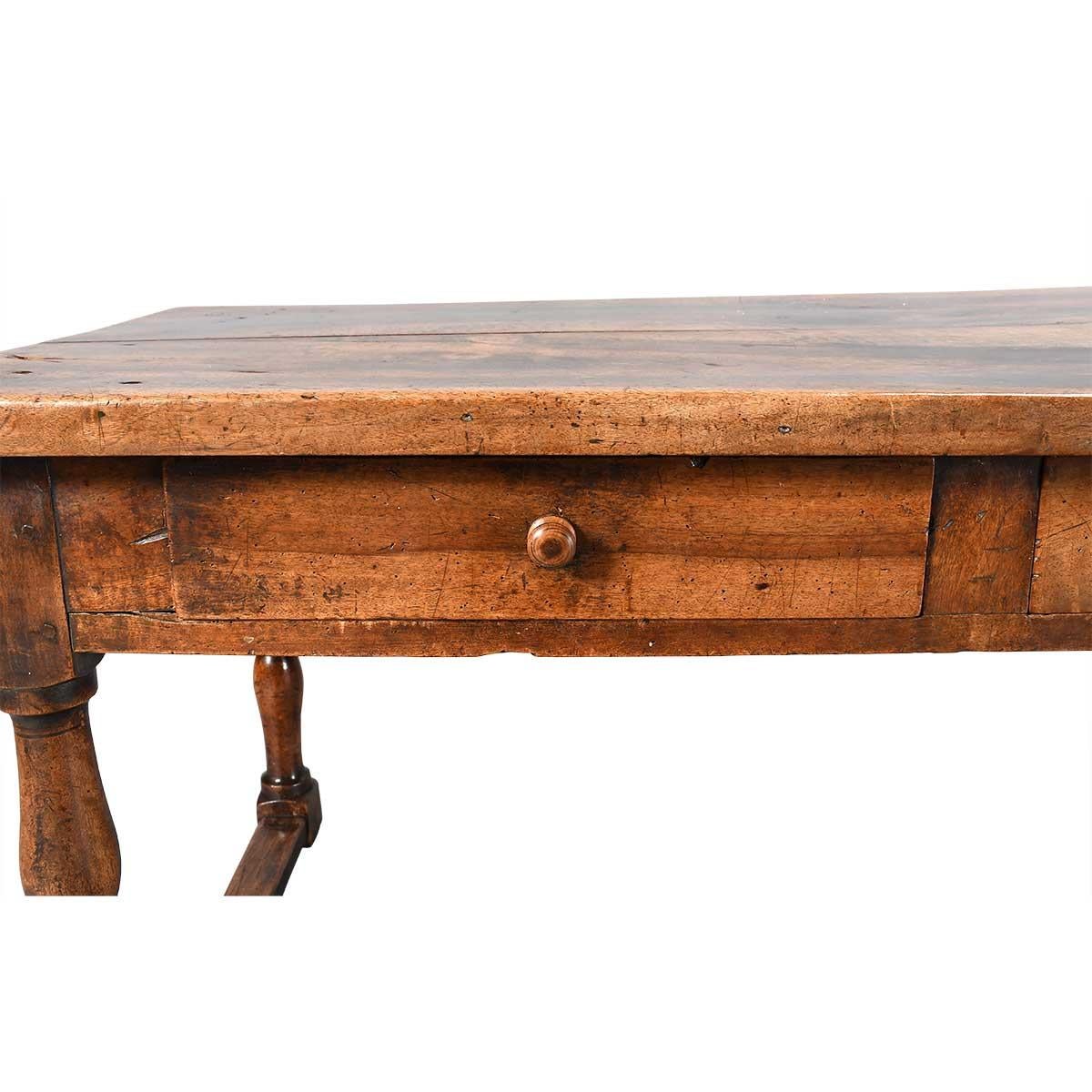 Turned A Large 18th Century Walnut Center (or Kitchen) Table For Sale