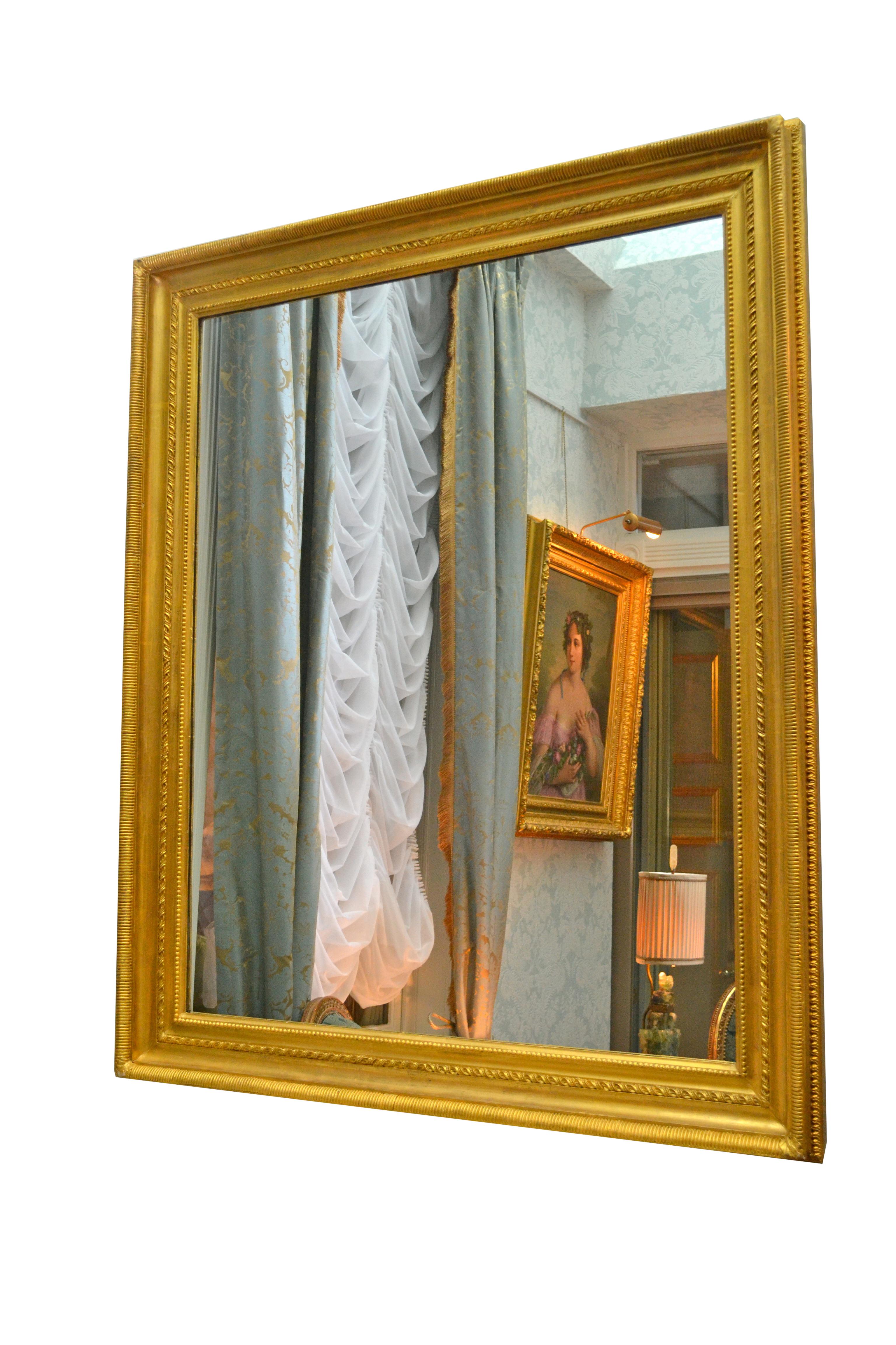 Empire Large 19th Century Giltwood Framed Mirror