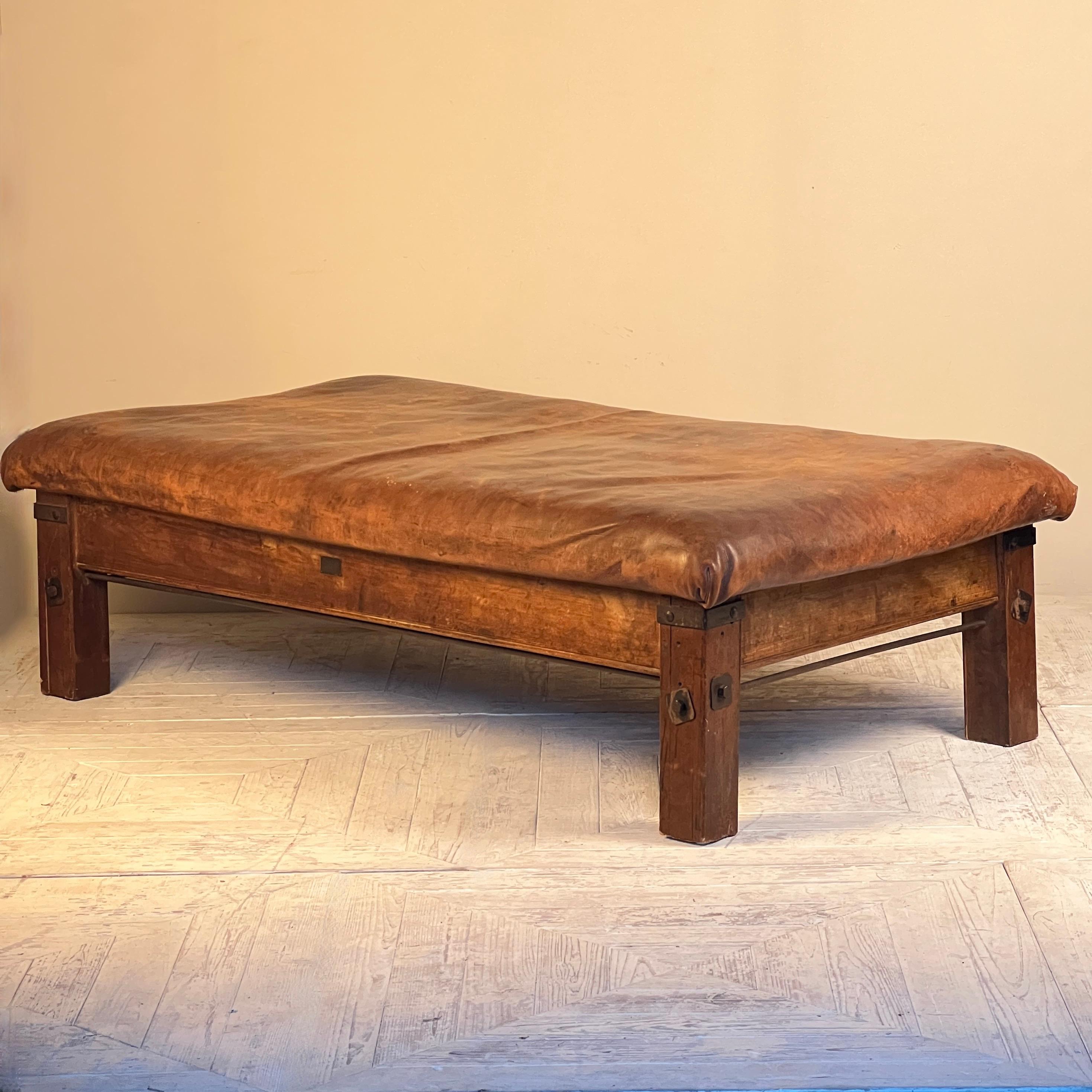 Czech A Large 1930/40'S Leather Pommel Coffee Table Stool