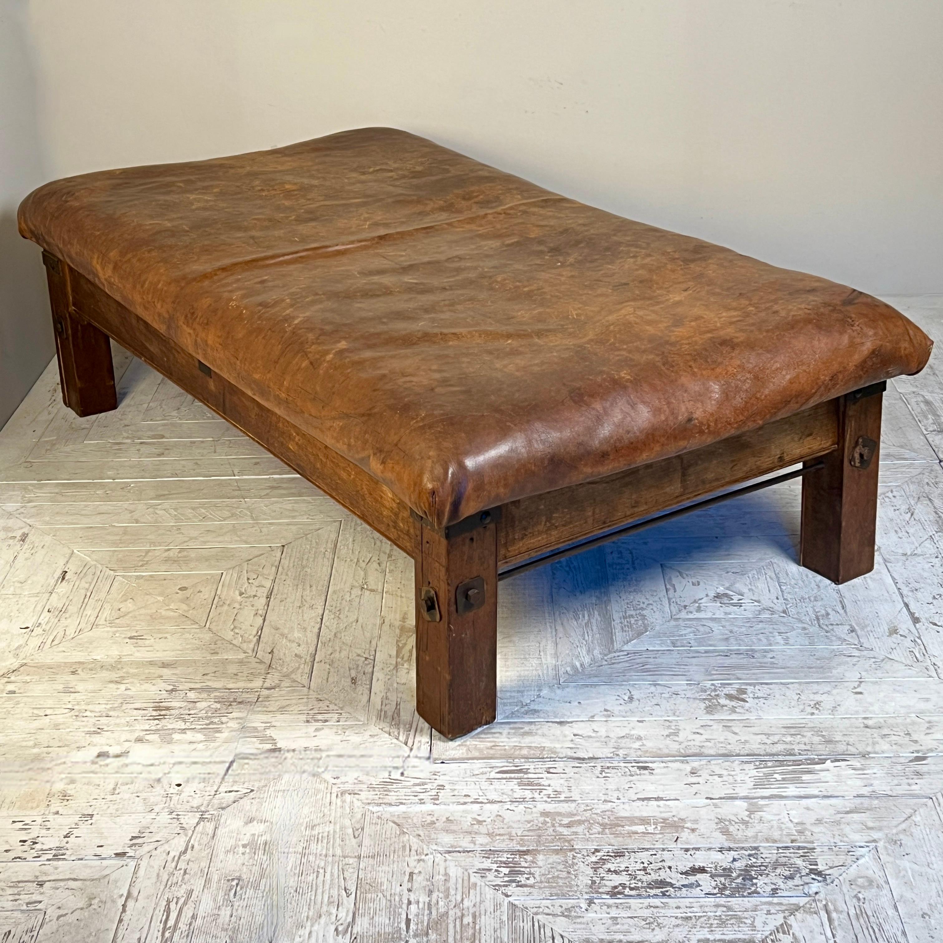 Hand-Crafted A Large 1930/40'S Leather Pommel Coffee Table Stool