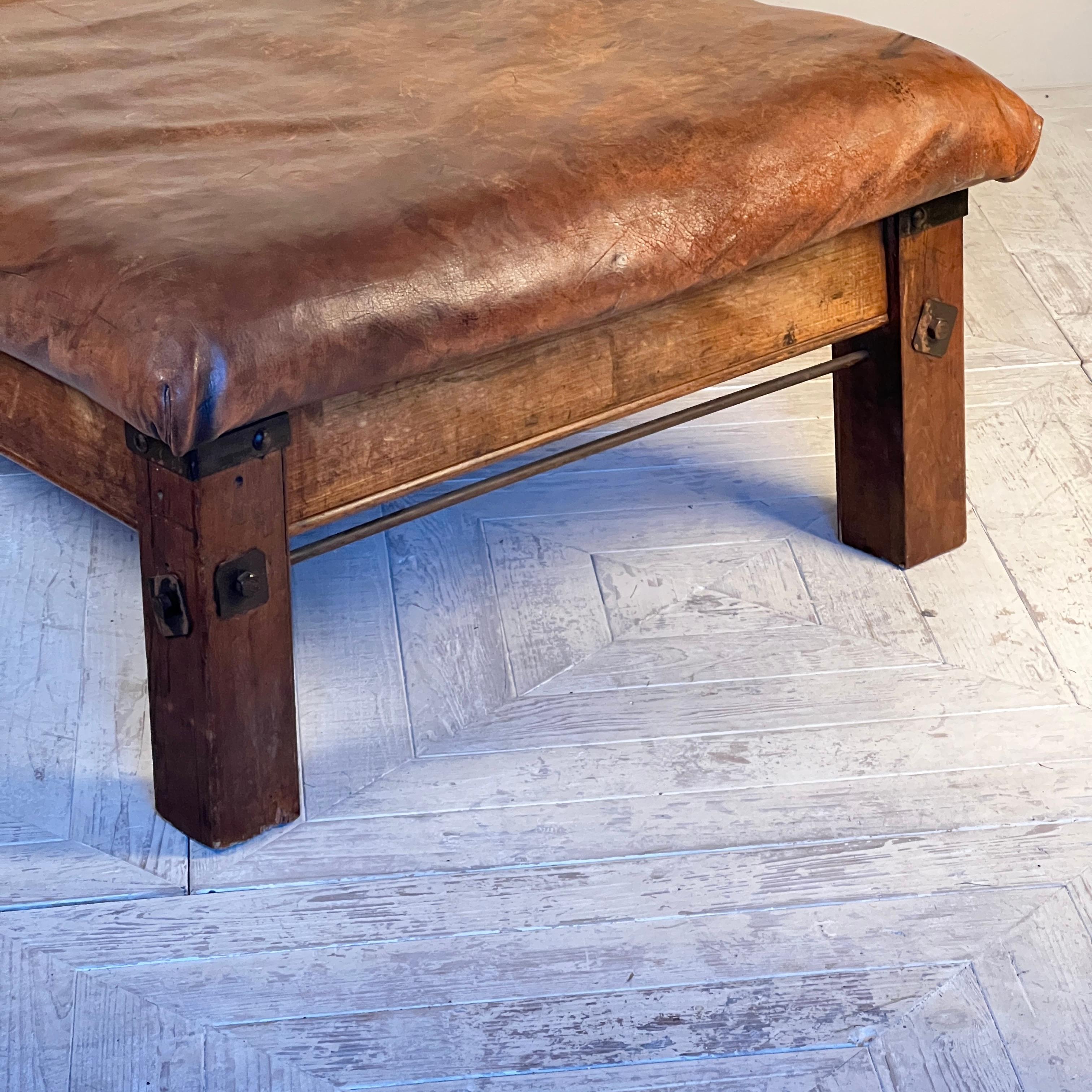 A Large 1930/40'S Leather Pommel Coffee Table Stool 1