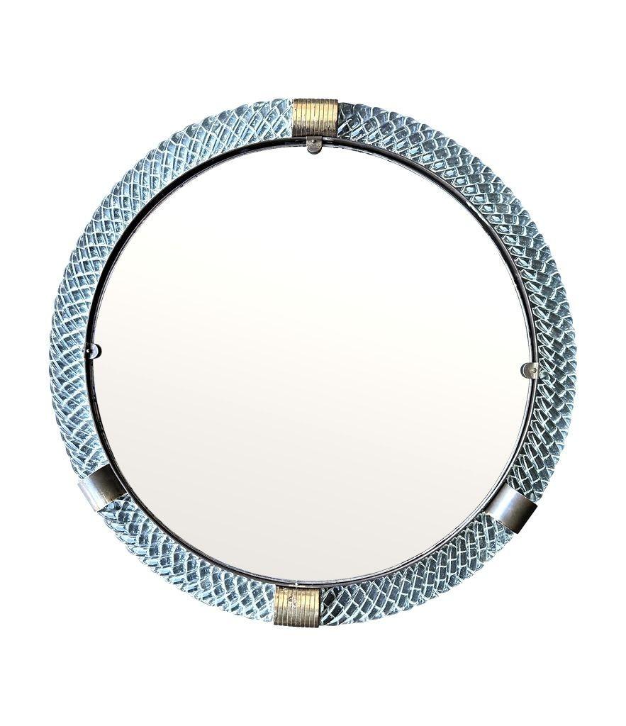 Un gran espejo circular de cristal de Murano y latón de los años 40, de Barovier y Toso en venta 3