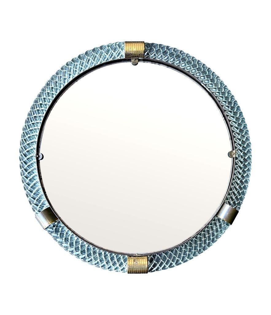 Un gran espejo circular de cristal de Murano y latón de los años 40, de Barovier y Toso en venta 7