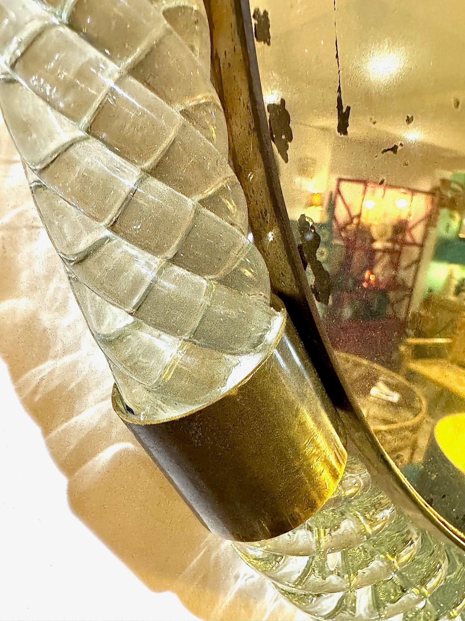 Un gran espejo circular de cristal de Murano y latón de los años 40, de Barovier y Toso mediados del siglo XX en venta