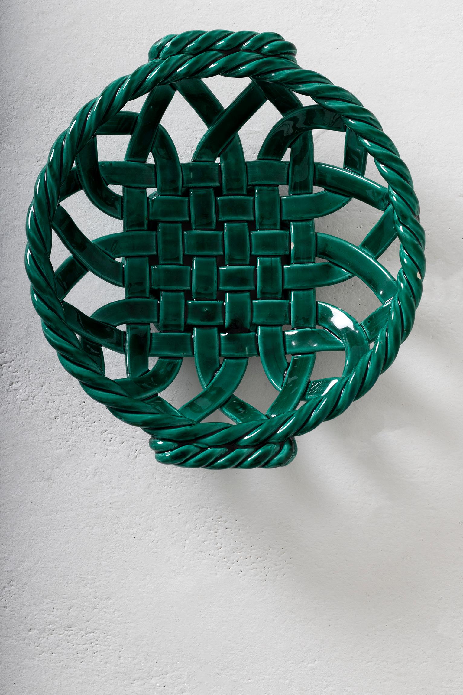 Large 1950s Emerald Green Ceramic Bowl, Attributed to Jerome Massier In Good Condition In London, GB