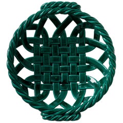 Large 1950s Emerald Green Ceramic Bowl, Attributed to Jerome Massier