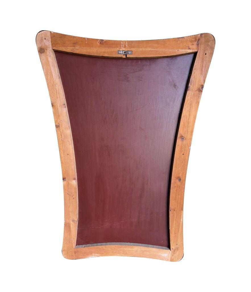 A large 1950s orignal Italian shield mirror with solid brass frame. For Sale 3
