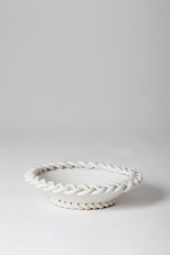Large 1950s White Faience Braided Motif Bowl, by Emile Tessier