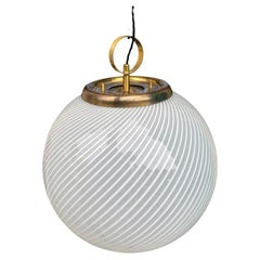 A large 1960s Venini Murano glass ball “Tessuto” swirl pendant light A large 1960s Venini Murano glass ball “Tessuto” swirl pendant light
