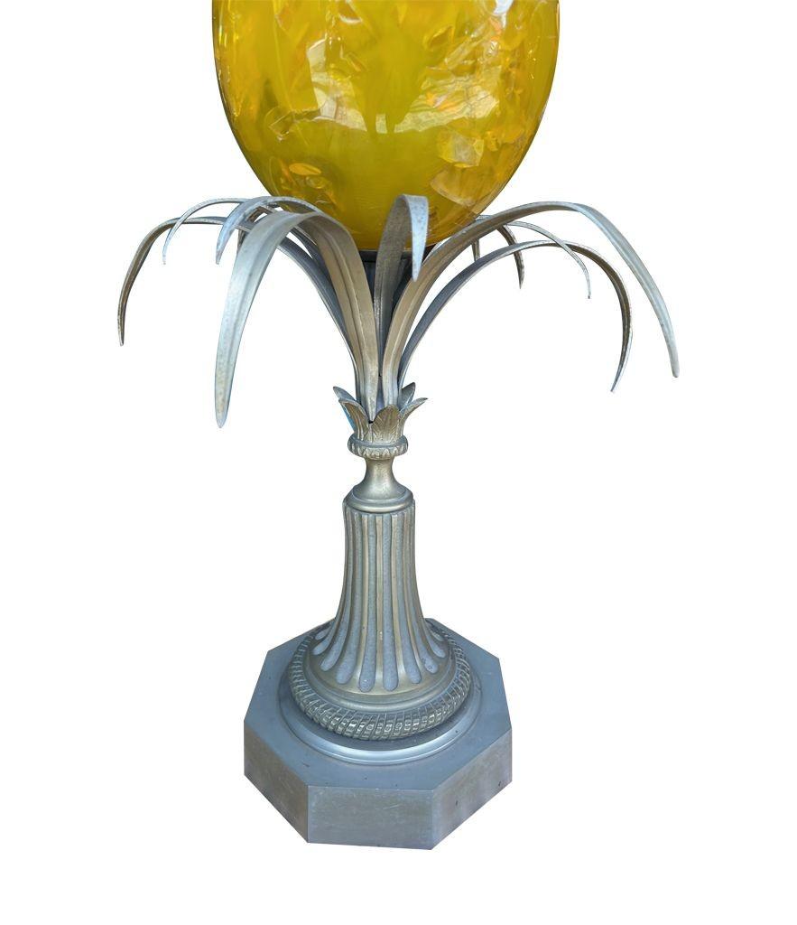A large 1960s yellow egg lamp attributed with to Maison Charles For Sale 5